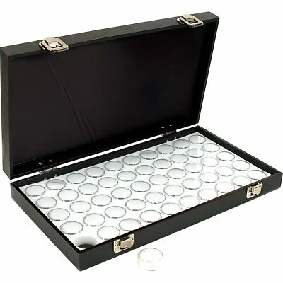 Gemstone Gem stone Travel Case with 50 Jars White Display Tray Insert Kit