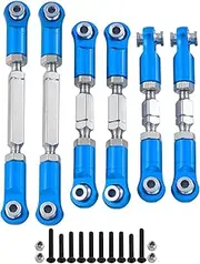 SUIOPPYUW 6pcs Steering Link Rod Set for 1/8 Aluminum Alloy Monster Trucks RC Car Accessories Replacement Parts RC Upgrade Part, Blue