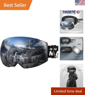 Unisex Ski Goggles PRO - Frameless, Anti-Fog, & Helmet-Compatible for Safety