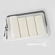 [Shengsenfu] Bottles for Toiletries, 5 Pack Travel Size Containers Silicone Travel Bottles Set with Clear Zipper Toiletry Bag, Leakproof Refillable Squeeze Containers for Shampoo (White)