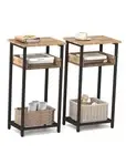 Tall Side Table Set of 30 inch High End Table, Small Entryway 2 Greige + Black
