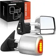 A-Premium Mirror Car Replacement for Toyota Tundra 2007-2021 Towing, Power, Heated, Chrome, yellow, Turn Signal, Running light, Front Left and Right, A Set of 2