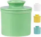 Butter Crock with Lid, Countertop French Butter Keeper, Matte Mint Green