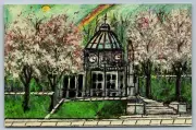Postcard Indiana University Art Museum Springtime at the Courthouse Anderson LH