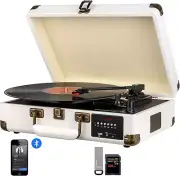Record Player, Turntable Suitcase with Multi-Function Bluetooth/Fm Radio/Us...