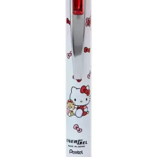 【小禮堂】Hello Kitty 原子筆 黑 0.5mm Pentel EnerGel - 紅白小熊款(平輸品)