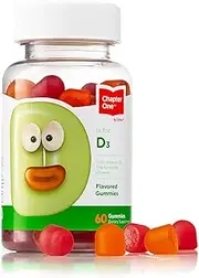 Chapter One Vitamin D3 Gummies 1000IU, Suports Healthy Bones, Muscles and Immunity, Certified Kosher, 60 Flavored Gummies