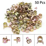 50pcs 6mm Steel Mini Fuel Oil Water Line Pipe Hose Clamp Spring Clip Fastener