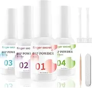 finger secret Dip Powder Liquid Set 4 Pcs 15ml/0.5fl.oz,Dip Powder Gel Top & Base Coat, Activator for Nails,Dip Powder Brush Saver,for Dipping Powder Nail Kit DIY Manicure,No Nail Lamp Needed