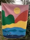colourful handmade appliqué landscape modern quilt | throw | blanket | doona