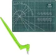 uxcell Craft Cutting Tools 30 Degree Blades 360 Degree Rotating Blade Stainless Steel Cutter Pen Knife with Mat for DIY Crafts Stencils Scrapbooks, Green