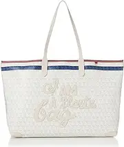ANYA HAINDMARCH(アニヤ・ハインドマーチ) Aniya Hindmarch 164429 IamaPlasticBagToteTennisin RecycledCanvas Ladies Chalk [Parallel Import], Chalk
