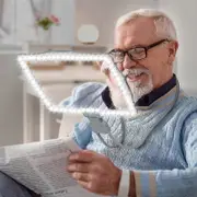 Large Hands Free Magnifying Glass with Light and 50 Ultra-Bright for LEDs Reading Repair Sewing Low Vision Elderly Full Page Size