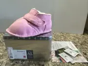Bearpaw Skylar Baby Girl Suede Wool Lined Booties Pink Size L (12-18 Months) NEW