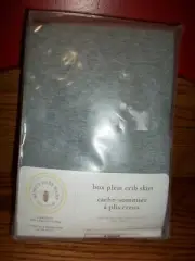 Burt's Bees Baby - Organic box pleat Crib Skirt-Drop is 14.75" GRAY-NIP-