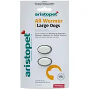 All Wormer Tabletsfor Large Dogs 20kg - 2 Tabs (Aristopet)