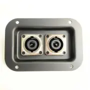1 Piece Metal Speaker Jack Plate W/ Dual SpeakOn NL8MPR Connectors 130x89mm