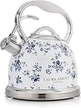 VQ Laura Ashley China Rose 2.5L Stovetop Kettle. Cool Handle Stainless Steel Whistling Stove Top Kettle. Tea Kettle for Gas, Induction Hob & others