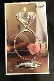 GODINGER Crystal Diamond Cut Ring Large Wedding Votive Tea Light Candle Holder 7