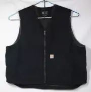 Carhartt Full Zip Sherpa Lined Black Duck Canvas Vest 104394 Men's XXXL NEW