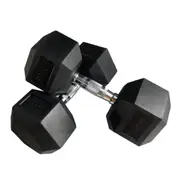 30kg x 2 Hex Rubber Coat Iron Dumbell Strength Weight Training Commercial Grade