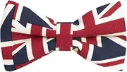 [King & Priory] Boys Union Jack Pre-Tied Bow Tie, Bowtie, Great Britain Pre-Tied Bow Tie, Red White & Blue, One Size