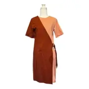 GORMAN Pink & Brown Wrap Belted Dress Size 6 BNWT RRP $169