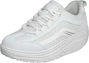 [Aerosoft] Walker Comfort Lace-Up Shoe Women Men Memory Foam Interchangeable Footbed, White, 13 AU
