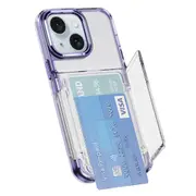 For Iphone 15 Card Holder Acrylic Hybrid Tpu Phone Case