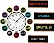 FYSUIMU 16 Pcs Back to School Clock Numbers Colored Black Clock Labels Bulletin Board Decorations with Glue Points for First Day of School Home Classroom Teacher
