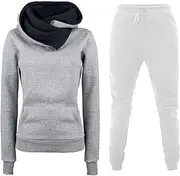 [Generic] Women Interview Clothes Set Set Autumn And Winter Hoodie Athletic Casual Pants Set Elegant Women Pants Suit (White, M)