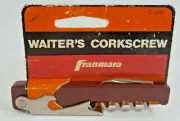 Vintage Franmara Waiters Corkscrew, Opener, Knife Combo on Original Card. Italy.