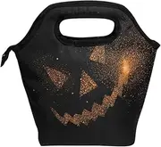 Mydaily Lunch Box Halloween Face Jack O' Lantern Reusable Insulated School Lunch Bag for Women Kids