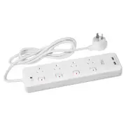 HPM 4 Outlet POWERBOARD with 2 USB & Switches High Surge Protected 1.8m Lead