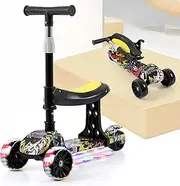 Kids Scooter, Scooter for Kids Ages 8-12 with Led Light Up Wheels,Height Adjustable Foldable Lean to Steer Kick Scooterfor Boys Girls