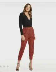 Bardot Red Leopard Print Pants RRP$100 Size 10 BNWT