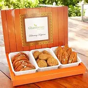 Ghasitaram Gifts Holi Sweets, Holi Gifts, Holi Hamper Assorted Box of Gujiyas, khaja and Methi Mathi