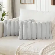 Soleebee Set of 2 Throw Pillow Covers 20" x 12" (Pack of 2) Stripe Light Grey