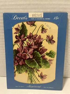 Vintage Meyercord Decal Transfer Pattern Purple Floral # X521B