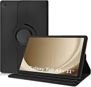 [Reelau] Rotating Case for Galaxy Tab A9+ / 9 Plus 11 inch 2023 (Model SM-X210 /X215/ X216B), PU Leather Case Compatible with Samsung Tab A9 Plus 11.0" [Standing] [Auto Wake Up/Sleep] (Black)