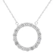 Bevilles Open Circle Pendant Necklace with 1.00ct of Laboratory Grown Diamonds in Sterling Silver