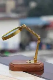 Desktop Magnifying Glass With Wooden Stand Movable Lens, Nautical Magnifier|, An