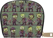 [JEJEA] Many Zombie Print Credit Card Holder Wallet, Small Card Holder Wallet with Zipper,Leather Card Holder, White, One Size