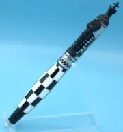 Chess Rollerball Pen in Black Chrome and Satin Chrome with Checker Board Body