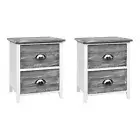 Artiss 2x Bedside Table 2 Drawers Side Table Storage Cabinet Nightstand Grey