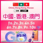 手機上網 上網吃到飽 SIM上網卡 E-SIM 中國上網 香港上網 澳門上網 1日-10日 中港澳 旅遊上網