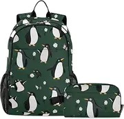 [miaozhen] Cartoon Cute White Penguin Backpack For School With Lunch Bag Bookbag With Lunchbox For Girls School Backpack With Lunch Bag 7-10, Cartoon Cute White Penguin, 1 size, Daypack Backpacks