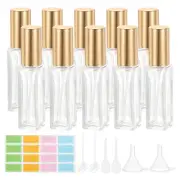 10 Pcs 10ml Travel Perfume Bottle with 6 Pcs Refill Tool, Labels, Clear/Gold