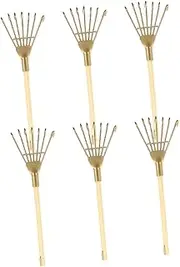 KONTONTY 6pcs Desktop Rake Mini Sand Rake Decorative Rake Ornament Hand Shrub Rake Tiny Push Rake Hand Rake Garden Tool Mini Hand Rake Sand Table Rake Small House Multipurpose Rakes Wood