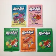 Vtg 1980’s 1990’s Kool Aid 5 Packet Lot Pink Swimmingo Lemon-Lime Pink Lemonade